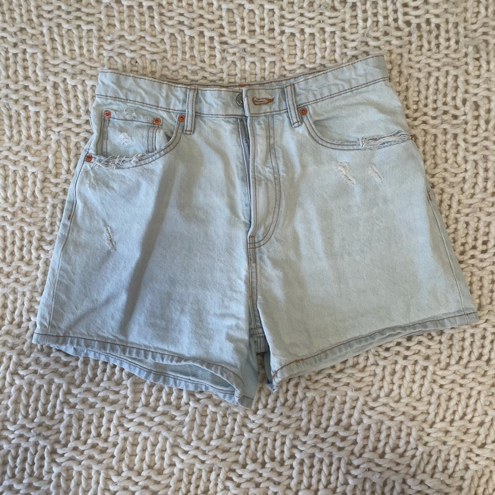 Zara High Waisted A-Line Jean Shorts